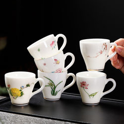 Ceramic cup tea gift mutton fat jade anti-scald coffee cup