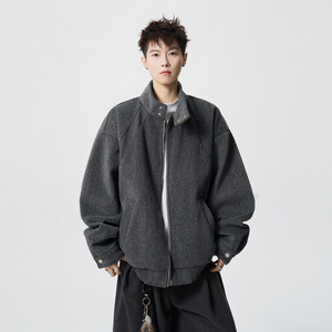 
Wukong is in stock, American retro high-end woolen material stand-up collar cotton jacket for men, trendy brand couple, loose casual cotton jacket