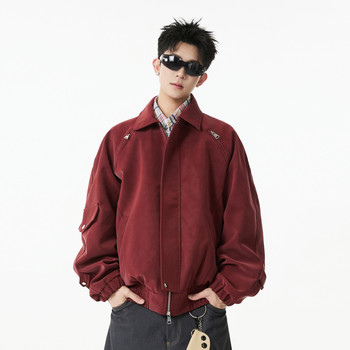 
American high street tie-dye leather motorcycle jacket men