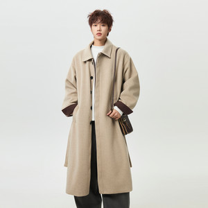 
Wukong is in stock, autumn retro mid-length thickened warm woolen coat, men's loose and versatile casual coat for couples