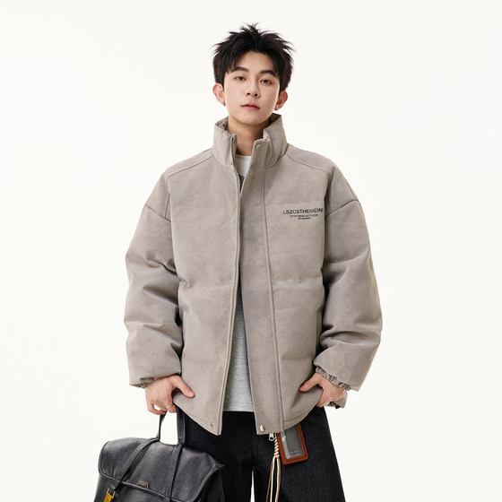 
Wukong is in stock for winter American-style thickened stand-up collar PU leather windproof cotton clothing for men and women, trendy brand couples, warm and versatile cotton clothing