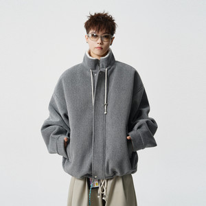 
Wukong has in stock retro trendy brand winter heavy woolen material stand-up collar cotton coat for men and women, loose and versatile thickened jacket