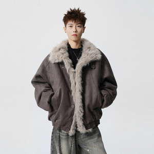 
Wukong has American style mountain carving suede deconstructed thickened cotton clothing for men and women retro trendy brand warm couple cotton clothing