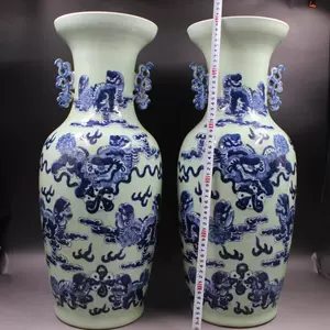 人気沸騰ブラドン 中国清時代 青花六角大花瓶 チコヒ 東さ5-0510 
