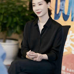 Chen Shu's Same Style Black Shirt, Light Luxury and High-End Feel, 2026 Spring New Model, Elegant Base Shirt, Professional Top for Women