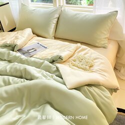 ins Light Luxury Summer Ice Silk Four-Piece Set, Cool and Washable Silk 2026 New Style Bed Sheet Duvet Cover Dormitory Three-Piece Set 4