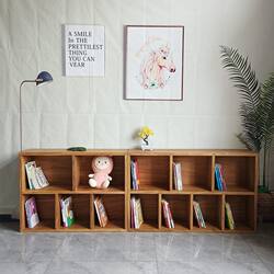 Old Elm Wood Bookshelf, Floor-Standing Bookcase, Storage Cabinet, Natural Wood Lattice, Mortise and Tenon Shelving, Wall-Mounted Display Cabinet, Free Combination