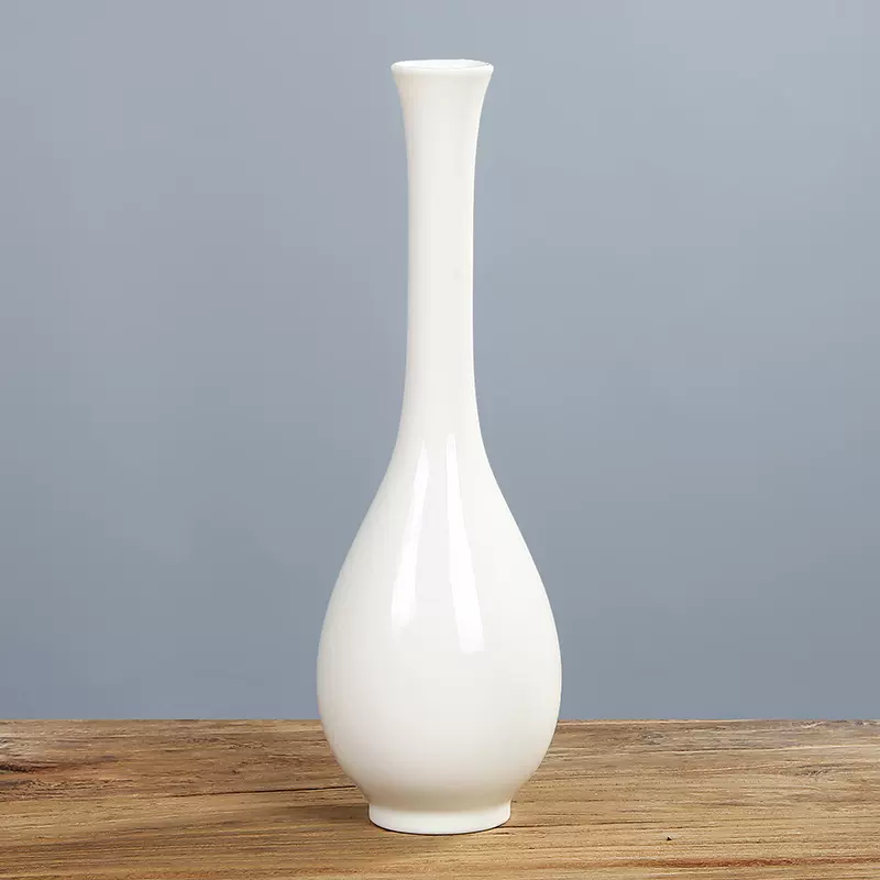 白瓷觀音瓶玉淨瓶花插長頸瓶細口禪意青瓷淨水小花瓶陶瓷擺飾復古-Taobao