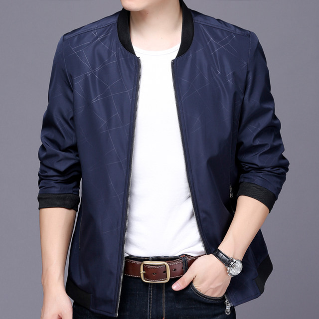 2020 New Middle-aged Men's Jacket Thin Jacket Tops Autumn Casual Stand ...