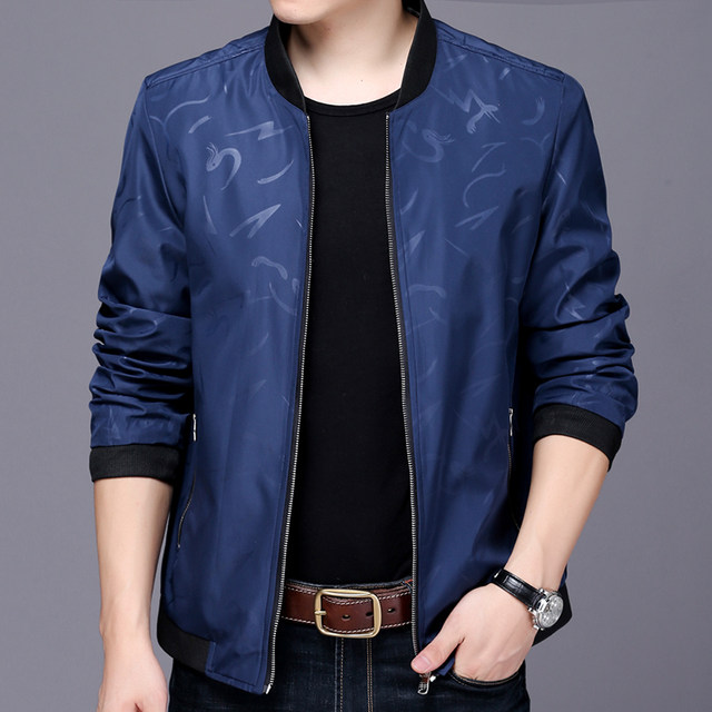 2020 New Middle-aged Men's Jacket Thin Jacket Tops Autumn Casual Stand ...