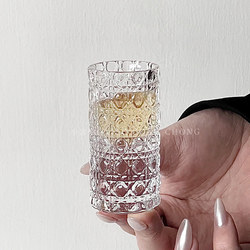 New Gemstone-Patterned Light Luxury Small Wine Glass, Embossed Thickened Glass Liquor Cup, Small Household Shot Glass for Spirits