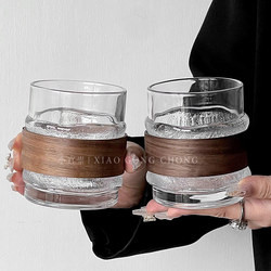 ins Creative and High-End Anti-Scald Bamboo Sleeve Hanging Ice Cup Coffee Cup Household Glass Drinking Cup Tea Cup Cold Drink Cup