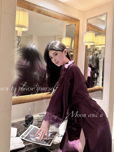 
Moon And U [Premium] high-end long lace nightgown home clothes light luxury morning robe