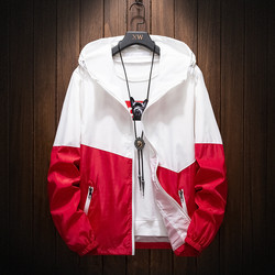 Spring and Autumn Unisex Jackets, Long-Sleeved Sports Outerwear, Student Class Uniforms, Windproof Hooded Jackets, Couple Color-Blocked Coats, New Trendy Style