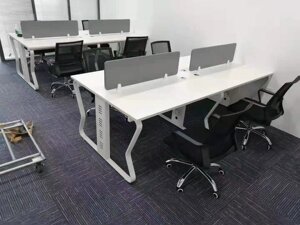 Shenzhen office furniture custom steel shelf table multiplayer table dual -level employee multiplayer card position employee table
