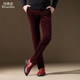 Autumn and winter corduroy men's pants winter men's casual pants plus velvet thickened strip velvet pants slim-fitting small feet long pants men