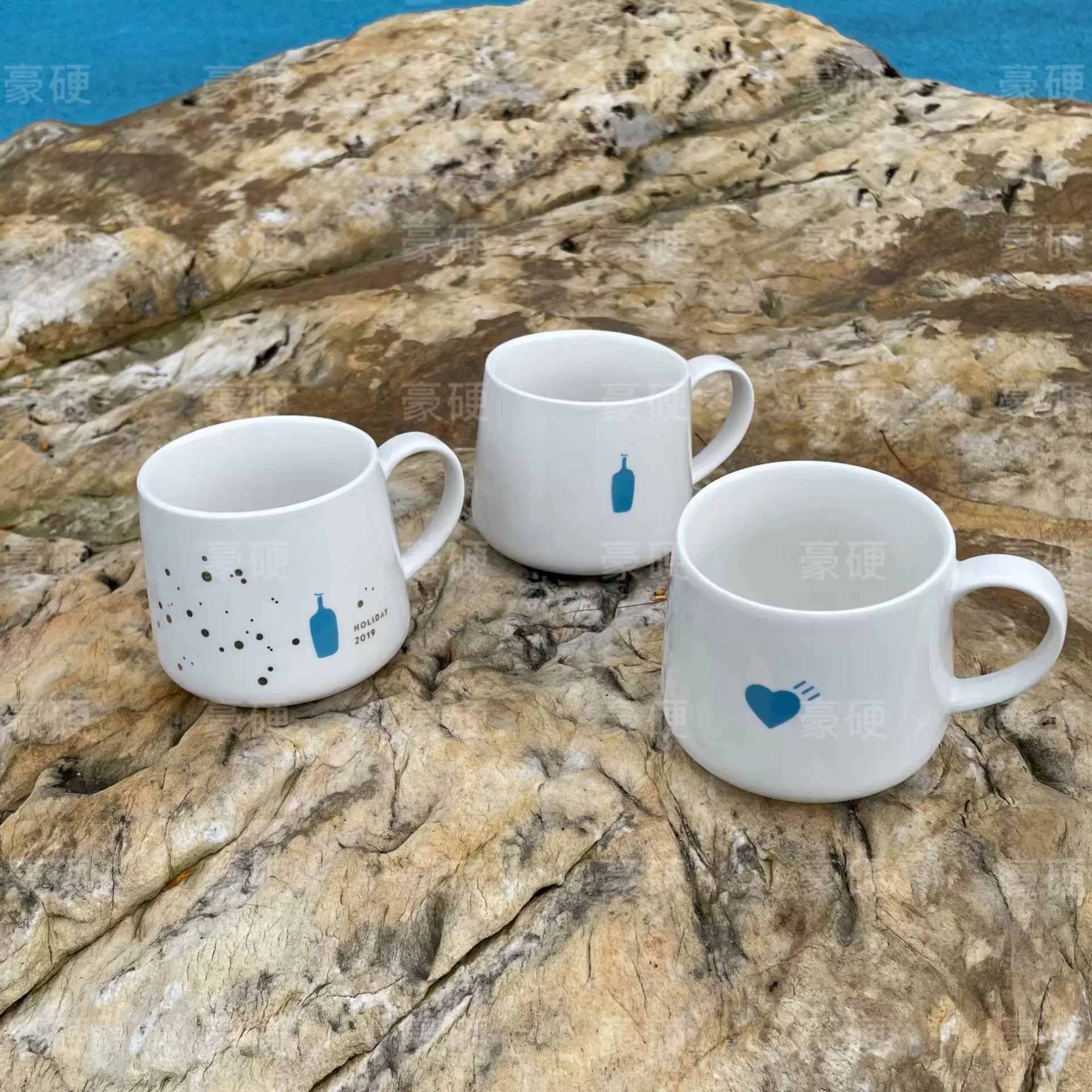 新款 爱心小蓝瓶子日系简约陶瓷杯咖啡杯情侣马克杯ins工装