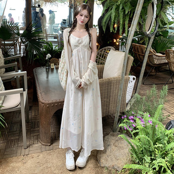 
Sweet dopamine outfit colorful polka dot suspender dress for fat girls in summer, beautiful beach dress for seaside vacation