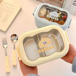 Cheese Compartment Lunch Box 304 Stainless Steel Cute and Stylish Student Office Worker Insulated Lunch Box Fruit Bento Box