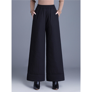
Black high-waisted down cotton pants for women to wear outside 2026 winter new thickened warm wide-leg pants mom straight pants