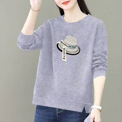 100% Pure Cotton Long-Sleeved T-Shirt for Women, New Spring and Autumn Korean Style, Versatile, Loose, Slimming, Design-Conscious, Hem Slit Top