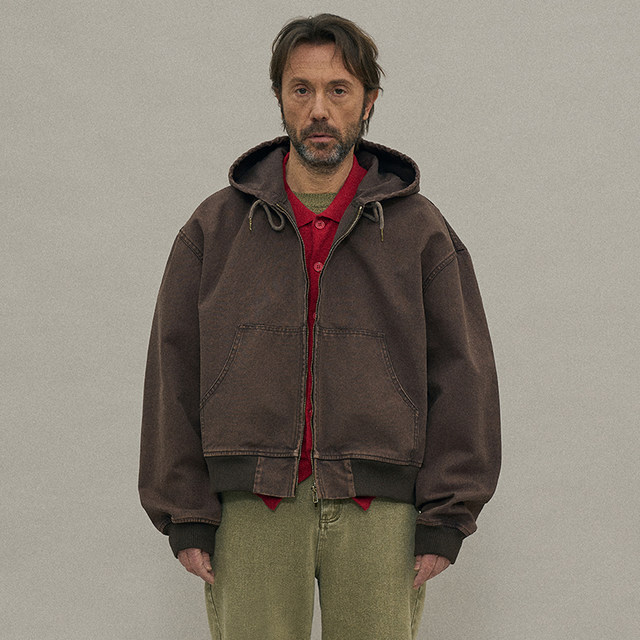 Retro gradient wash hooded jacket Korean authentic PARTIMENTO loose ...