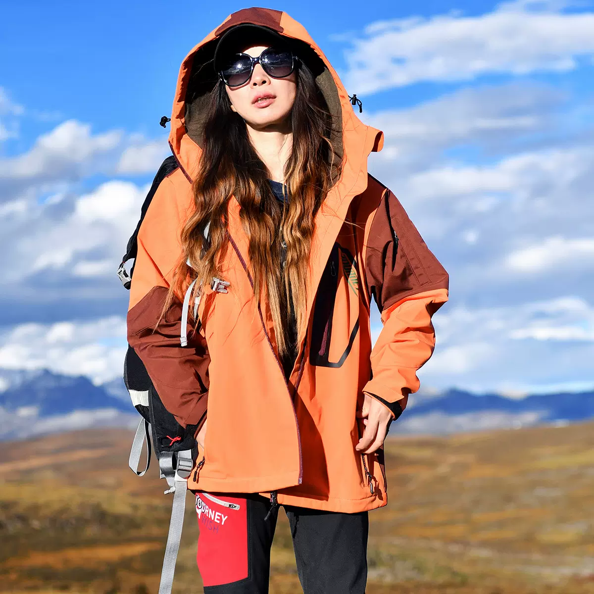 北京森林户外原创机能风拼色旅行保暖宽松防风防水透气软壳衣男女