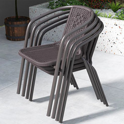 Outdoor Rattan-Style Chair for Milk Tea Shop, Balcony, Leisure, Single-Person, Stackable, Commercial Dining Chair