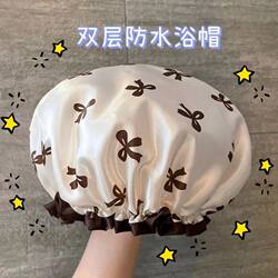 Women's Double-Layer Thickened Waterproof Shower Cap for Home Use, Bath Cap, Hair Cap, Head Cover, Kitchen Anti-Oil Smoke Hat