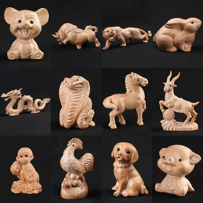 文玩堂：獅虎獣獅子頭（47mm） 獅子頭 木彫