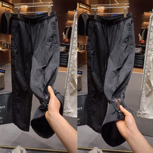 
2026 summer new trendy buttoned design casual pants men's drawstring mesh breathable cool straight pants ins trend