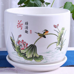 Extra-Large Ceramic Flower Pots on Clearance, Wholesale with Tray, Simple Medium-Sized High-End Nordic Style Personalized Flower Pots for Living Room