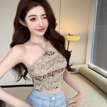 Women's neck tie-dyeed suspender vest wear summer Thai style
