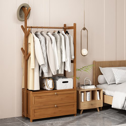 Coat Rack for Home Use, Floor-Standing Clothes Rack, New Bedroom Bedside Storage Cabinet, Integrated Clothes Hanging and Storage Shelf