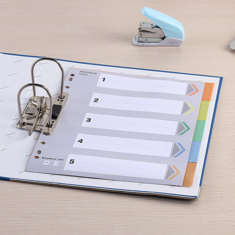 QIXIN IX901 분류하기 쉬운 5색 색인지 A4 11홀 PP-