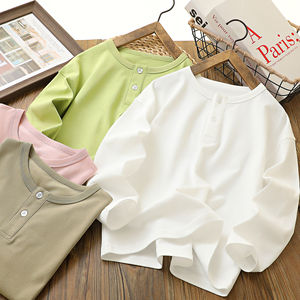 
Special children's cotton bottoming shirt, boys and girls round neck bottoming shirt, medium and large children's long-sleeved T-shirt