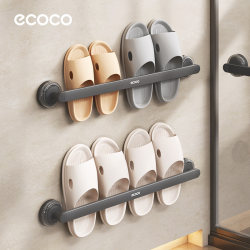 Ecoco Suction Cup Slipper Rack Bathroom Hanging Rack Drainage Rack Bathroom No-Drill Storage Organizer Shelf
