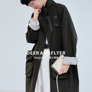 Deer and Flying Bird Spring mid-length workwear wind big pocket wind jacket two colors 6515
