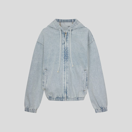 
UR Domestic Purchasing 2025 Winter Men's Casual Distressed Washed Hooded Denim Jacket UUY850027