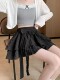 French retro ballet style fluffy cake skirt for women spring, autumn and summer a-line bow high-waist strap skirt