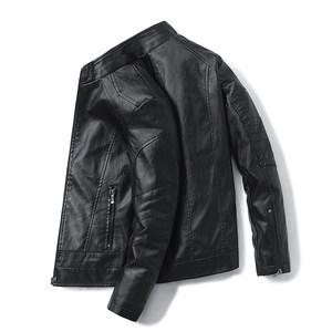 Youth middle -aged locomotive leather jacket dad dad clothes jacket, trendy spring autumn clothes stand up, men's decoration and slim
