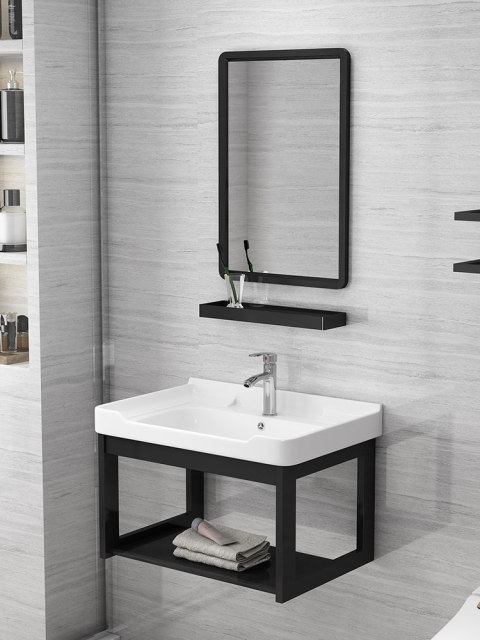 Space aluminum landing -type facial washing basin toilet simple wash basin home small apartment bathroom bathroom cabinet combination
