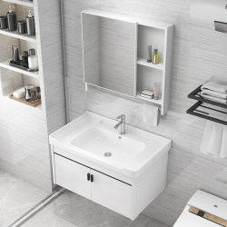 Nordic Style Bathroom Cabinet Combination Modern Minimalist Washbasin Ceramic Integrated Washbasin Bathroom Vanity