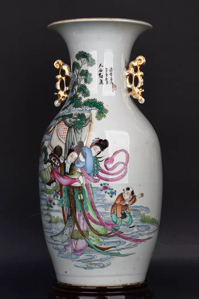 石湾窑石湾公仔建国初期刘传作品“广州人民美术社”款鲁迅高34CM