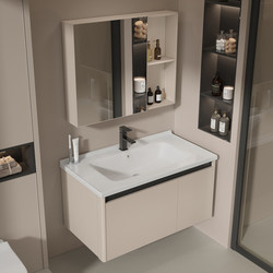 Space Aluminum Bathroom Cabinet 40 Wide Bathroom Cabinet Washbasin Integrated Ceramic Washbasin Bathroom Washbasin Cabinet Combination