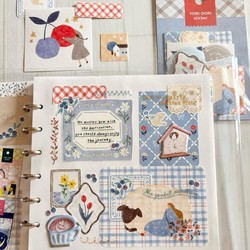 Japanese Mindwave Yoridori Series Sticker Pack Girl Bird Bread Cat Border Collage