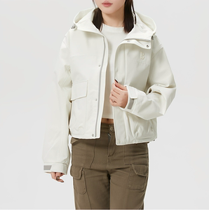 
Genuine MLB solid color outdoor windproof and water-repellent hooded women's sports casual short workwear jacket AFD