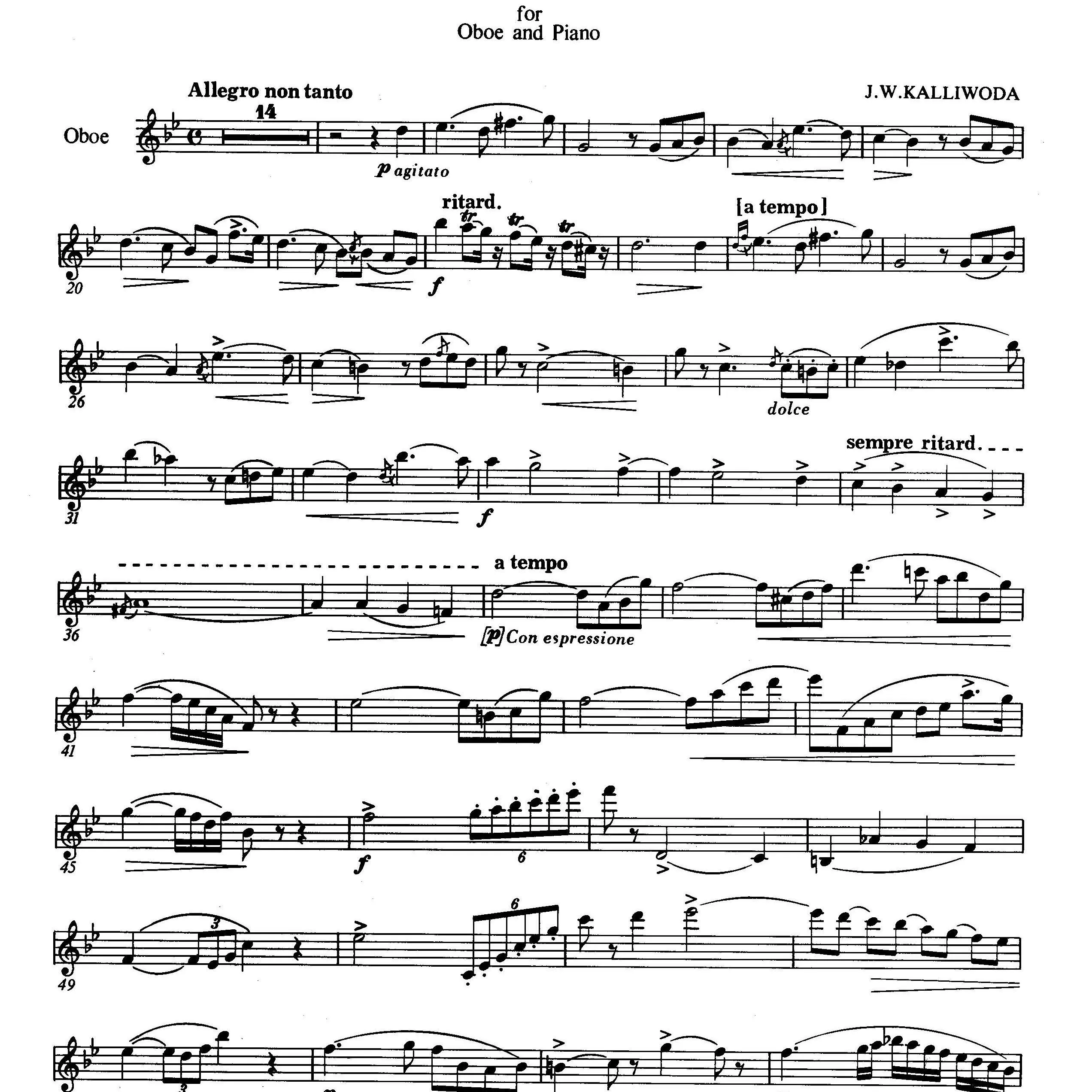 kalliwoda卡利沃达morceau de salon op.228沙龙小品 双簧管谱 钢伴谱