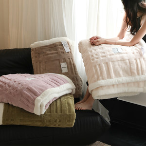 
Class A autumn and winter thickened toka velvet three-dimensional striped jacquard blanket plus velvet warm lunch break blanket sofa blanket