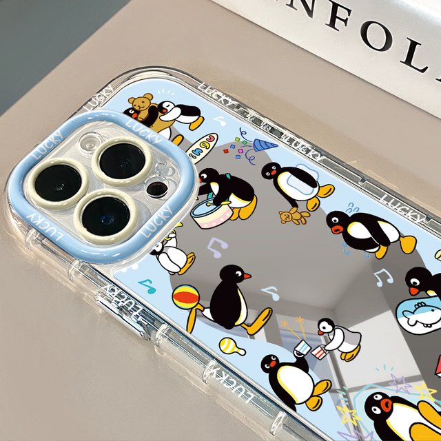 
Irregular Penguin Mirror Applicable to Apple 17promax Cream Shell Huawei Oppo New iPhone 16pro/15/13promax Mobile Case Real Me Redmi Xiaomi 13pro/u